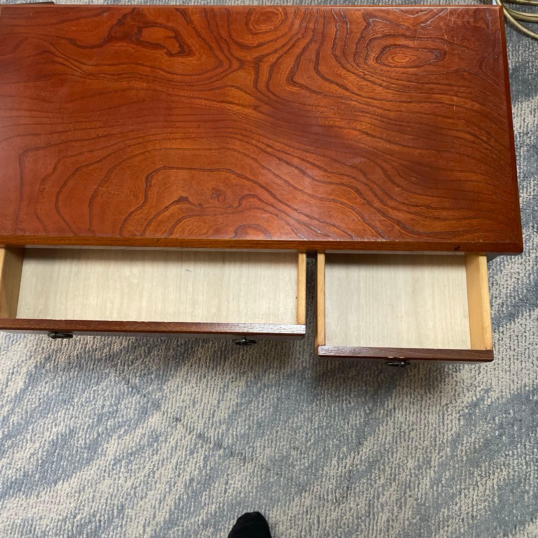 書院作り風レトロ木製座卓 引き出し付き 中型