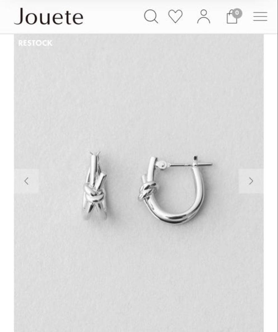 Jouete フープピアス ノット　プラチナム