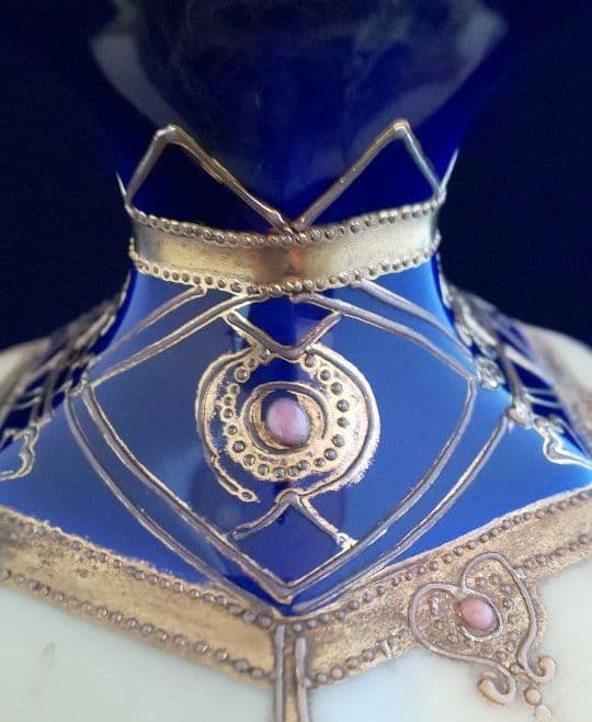 オールドノリタケ　コバルト　金盛　六角　花瓶