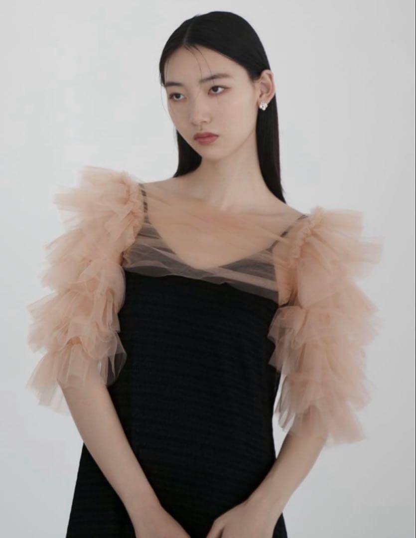 ティアードフリルチュールボレロワンピースドレス結婚式パーティー成人式二次会デート