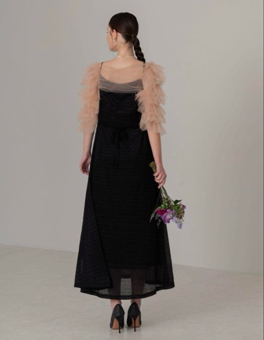 ティアードフリルチュールボレロワンピースドレス結婚式パーティー成人式二次会デート