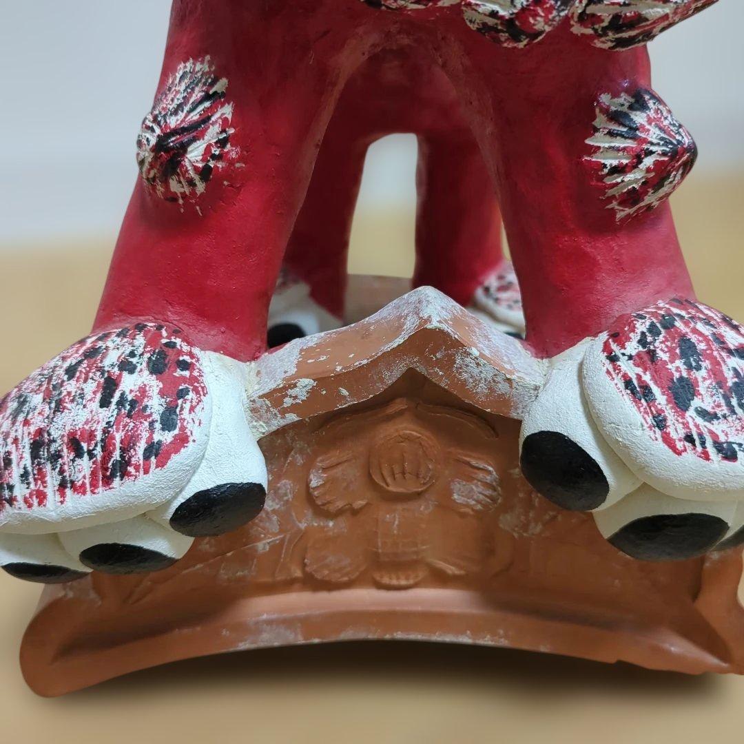 沖縄シーサー　特大高さ43センチ 　　　　　　　重量7.5キロ 　漆喰