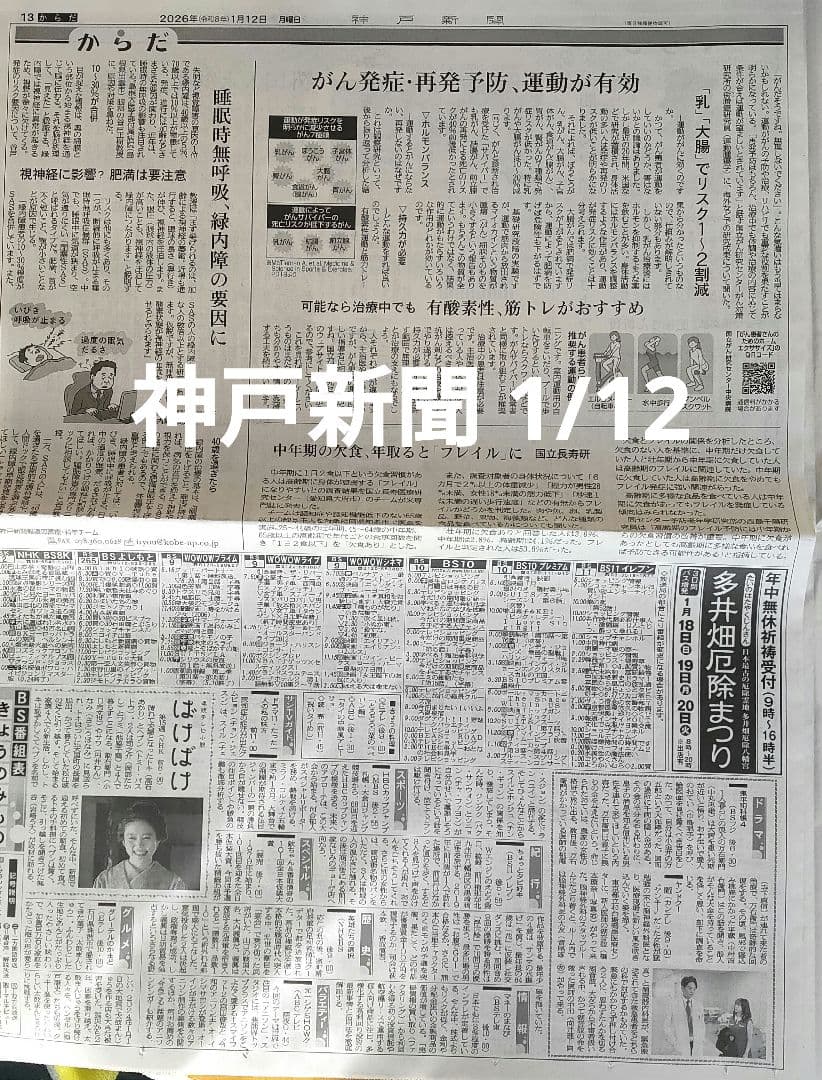 ⭐️shouko様お取り置き⭐️神戸新聞　2026/1/8