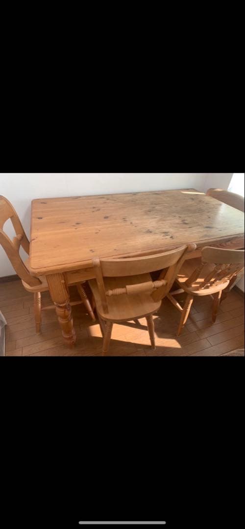 パイン材ダイニングテーブルセット　　　引き出し付き　アンティーク　オールドパイン