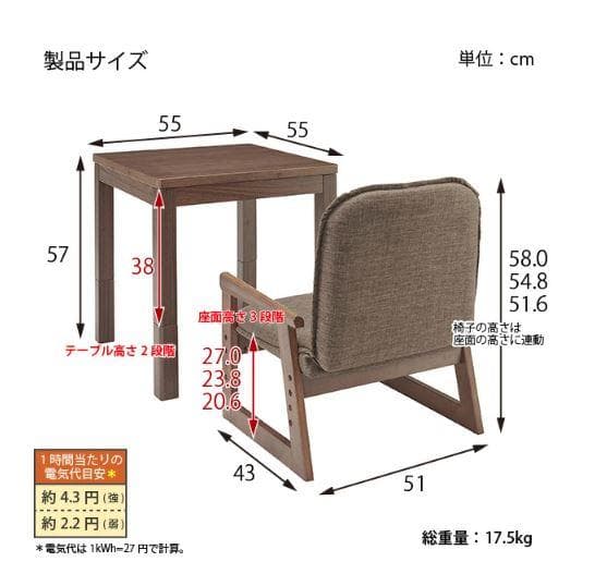 【アウトレット】ユアサプライムス おひとり様用デスク なごみ こたつ3点セット