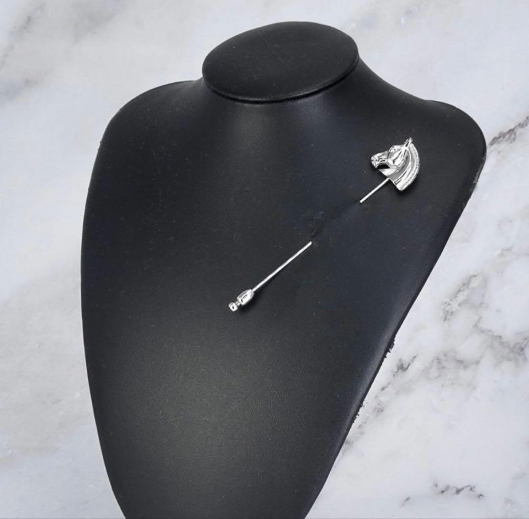 極美品✨️エルメス ホースヘッド ピンブローチ シルバー