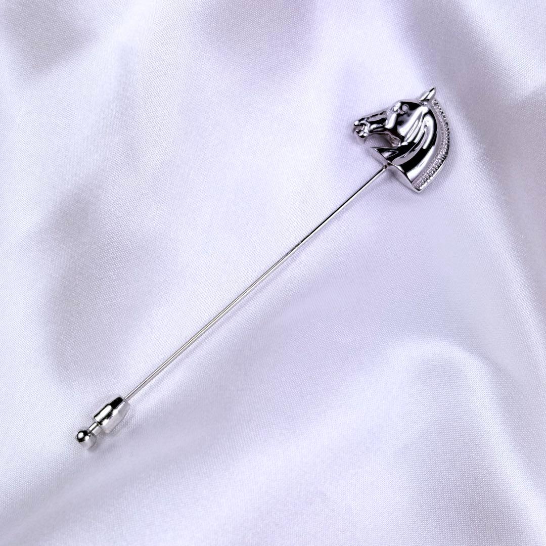 極美品✨️エルメス ホースヘッド ピンブローチ シルバー