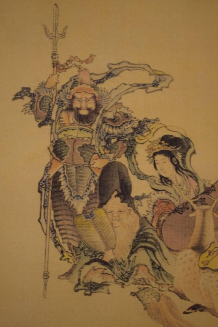 複製/葛飾北斎/富士山水七福神図/横物/工芸/布袋屋掛軸HI-637