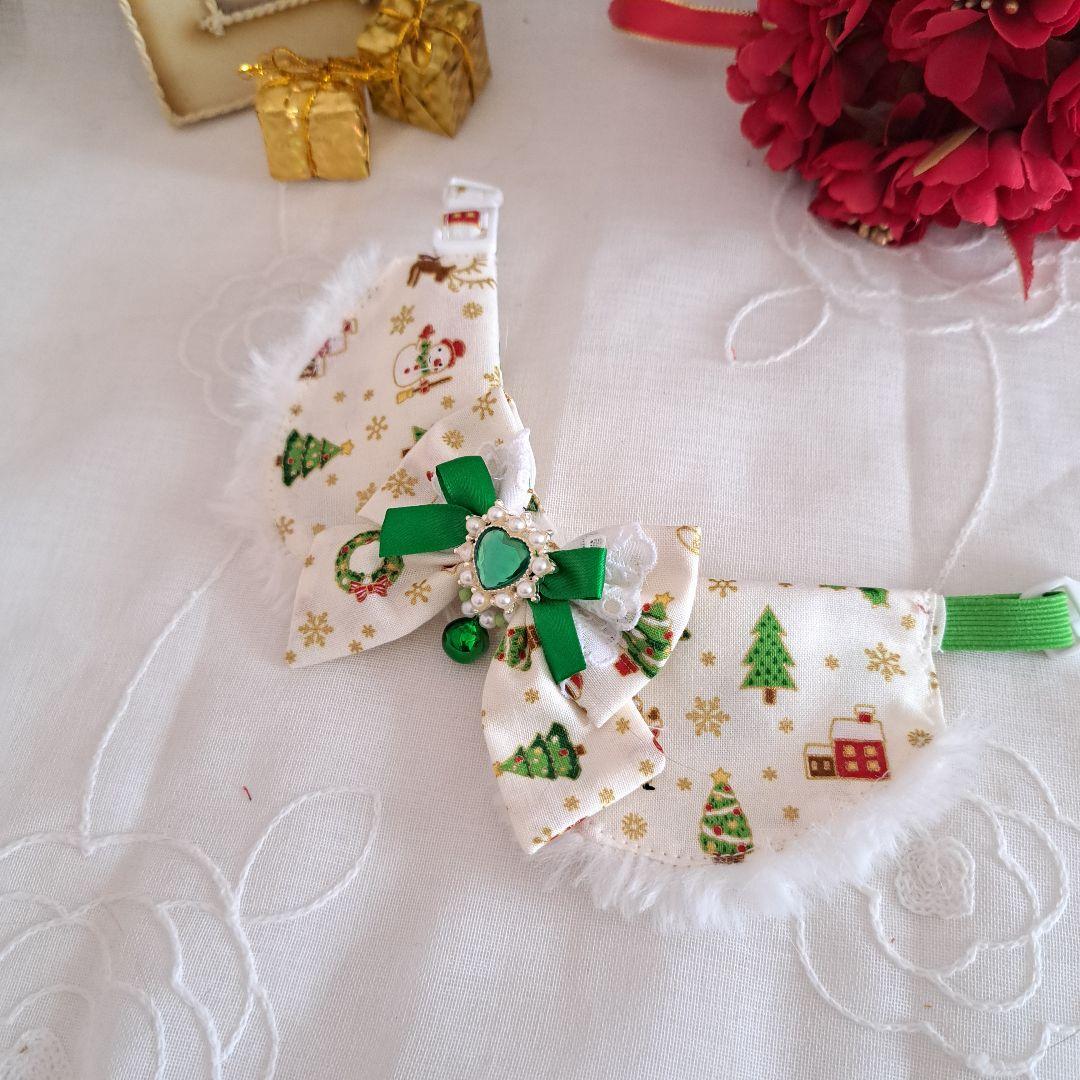 クリスマスシリーズ(白雪だるま&サンタクロース)わんちゃん猫ちゃん用襟つき首輪