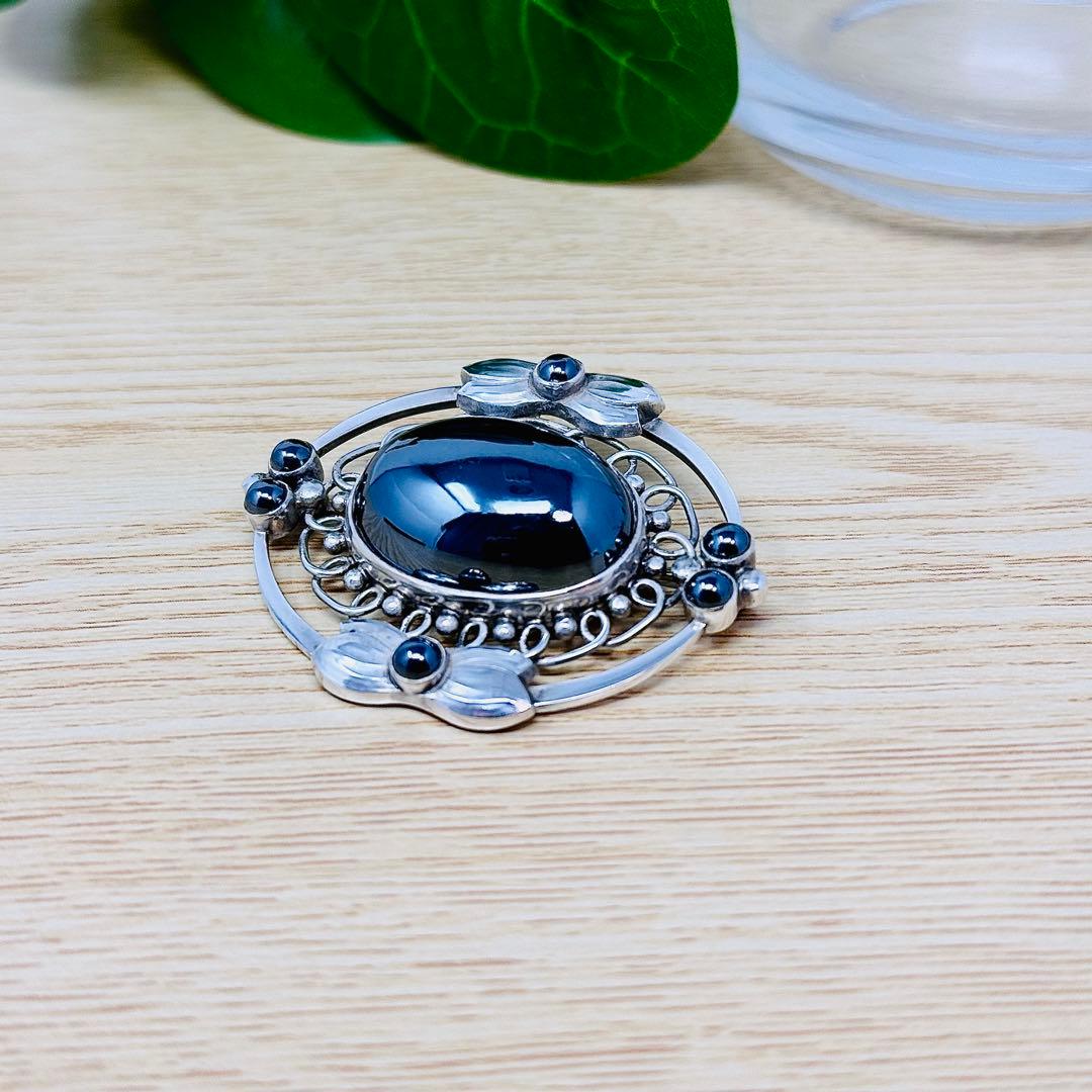   91 ヘマタイト　シルバー　ブローチ　925S