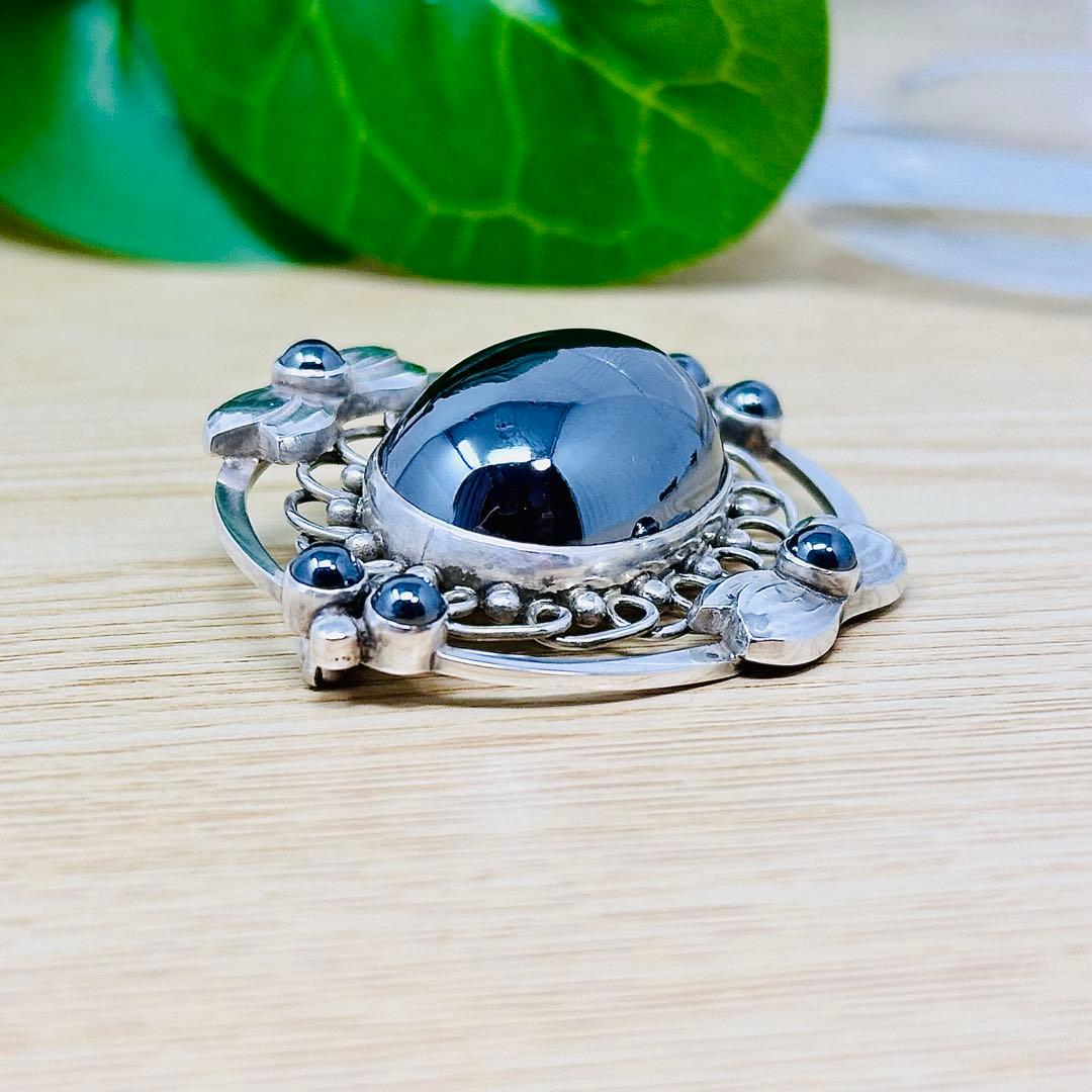   91 ヘマタイト　シルバー　ブローチ　925S