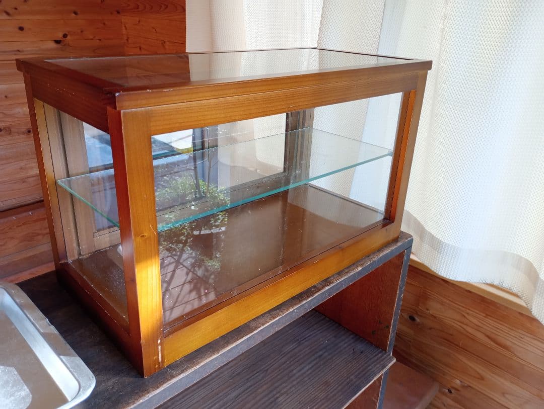 木製ガラスディスプレイケース 2段