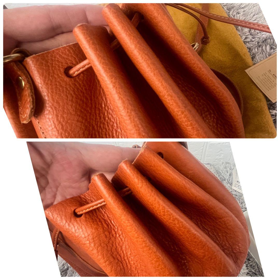 美品✨イルビゾンテ　巾着ショルダーバッグ　ブラウン　本革　レディース