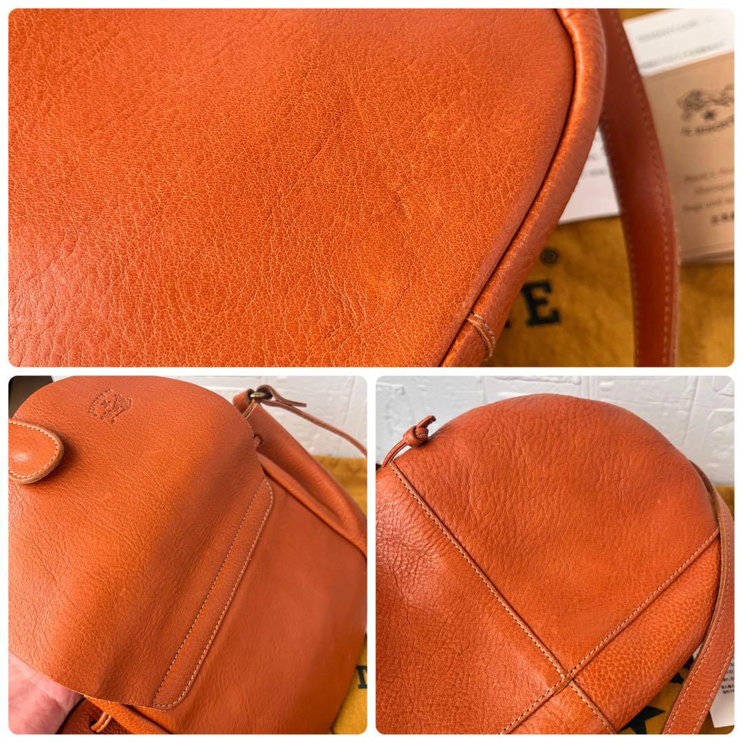 美品✨イルビゾンテ　巾着ショルダーバッグ　ブラウン　本革　レディース