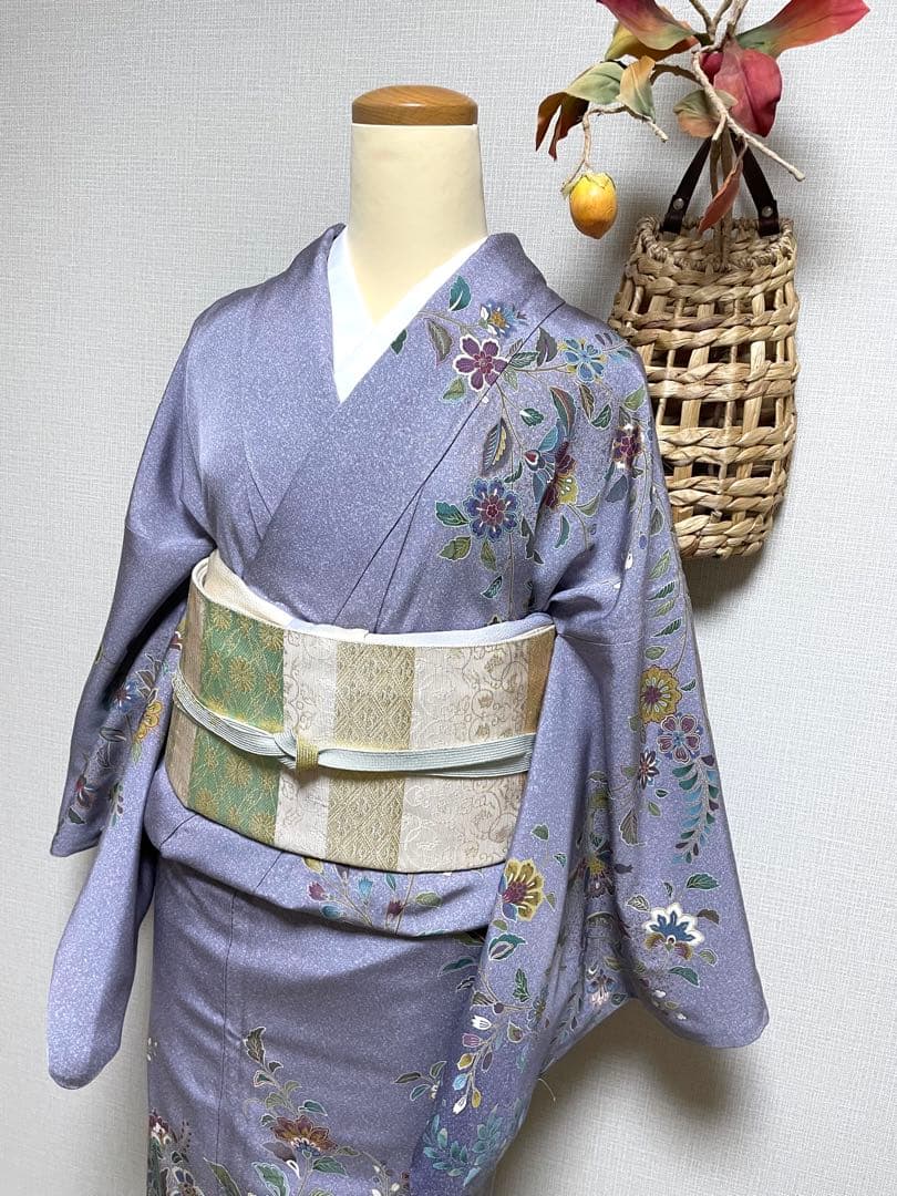 正絹　袷　訪問着　枝垂れ唐花　身丈（肩から）163㎝