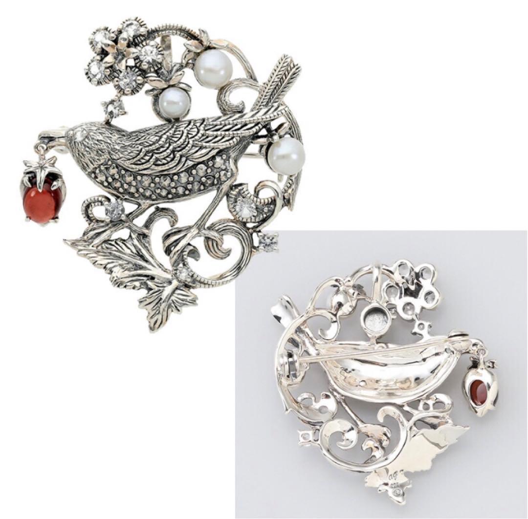 未使用 ROKUZAN いちご泥棒 2wayブローチペンダント