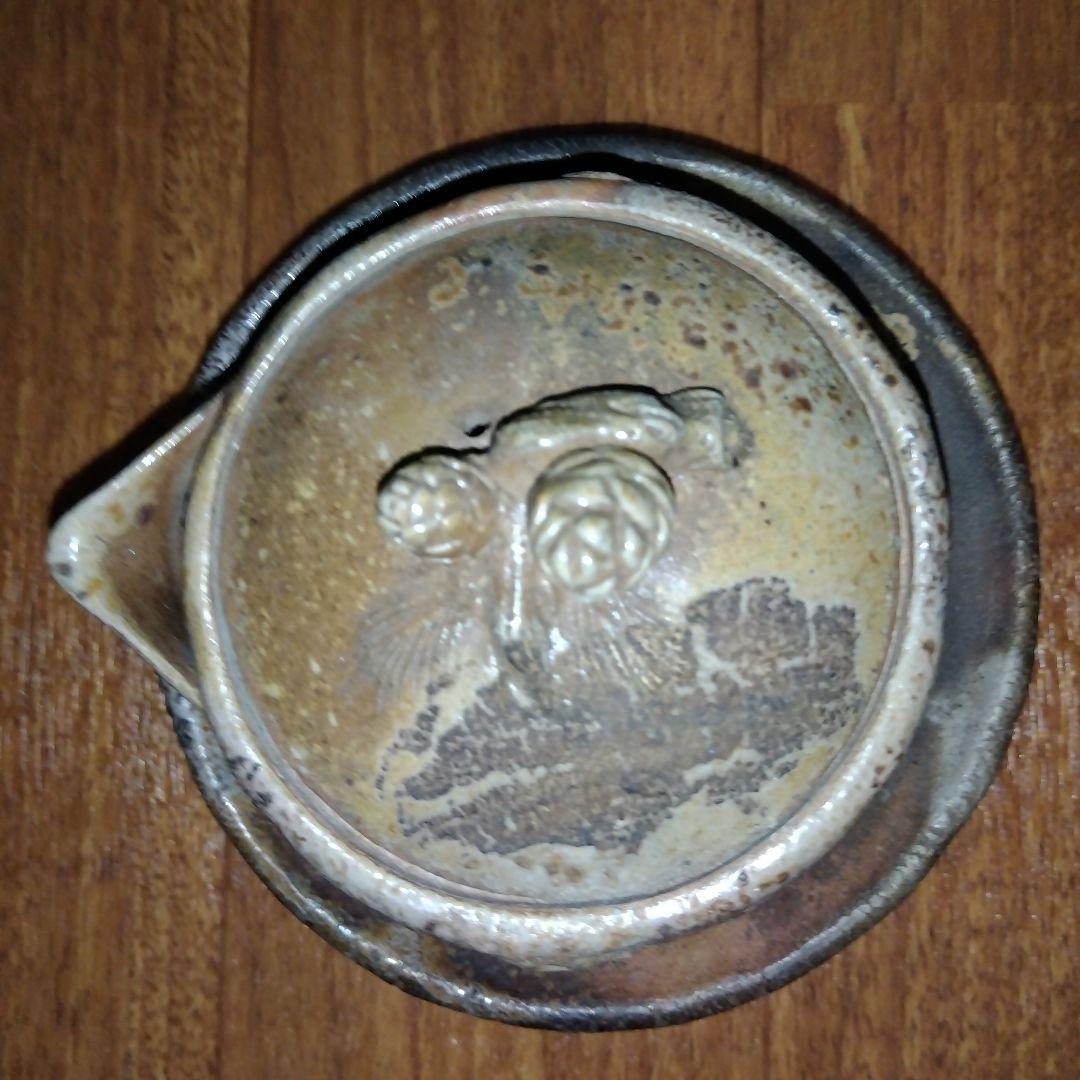 【レア】宝瓶 木村春芳作 備前焼 陶器製急須 松ぼっくり 茶托付き 宝瓶台付き