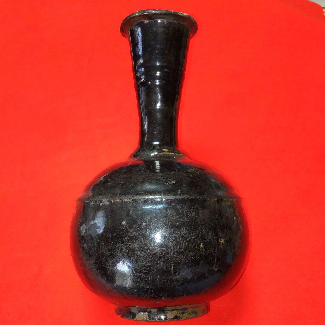 李朝初期黒釉徳利