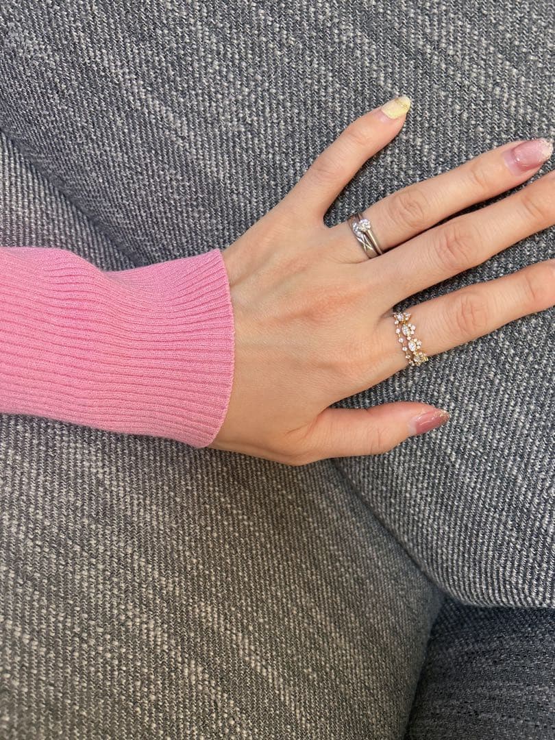 k10 ゴールド リング　モアサナイト 2点セット