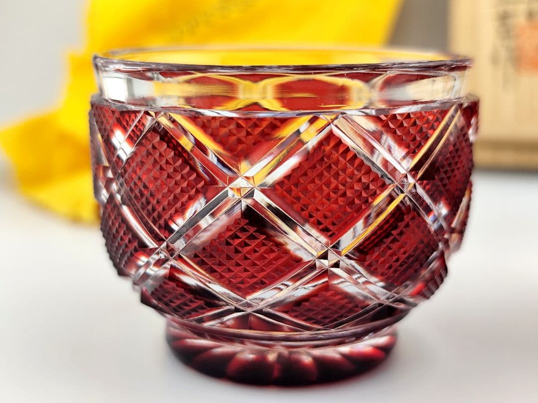 美品☆薩摩切子 猪口（切子、江戸切子、薩摩切子）