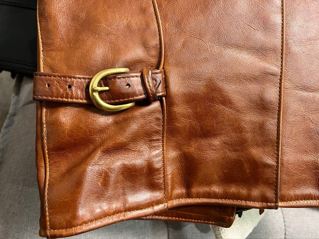 vanson ブラウン 年代物牛本革シングルライダース 36