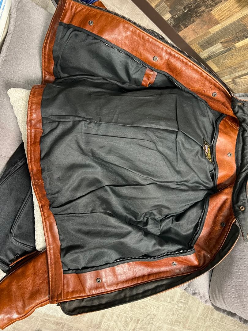 vanson ブラウン 年代物牛本革シングルライダース 36