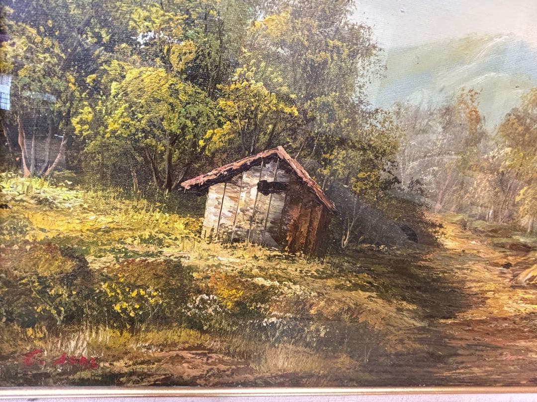 大作　油絵　『小川』　浅井忠？