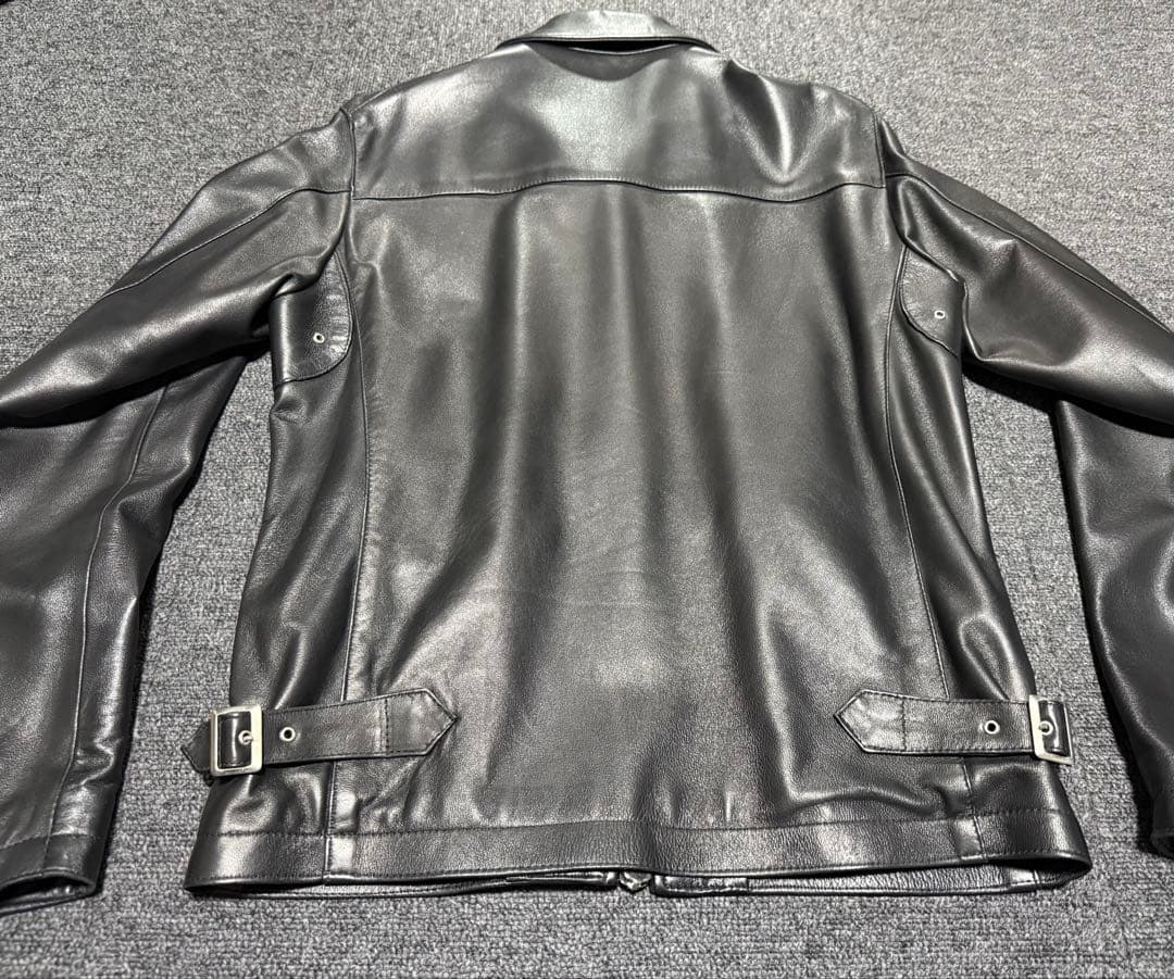 CINQUANTA チンクアンタ ナッパレザー 襟付 シングルライダース黒44