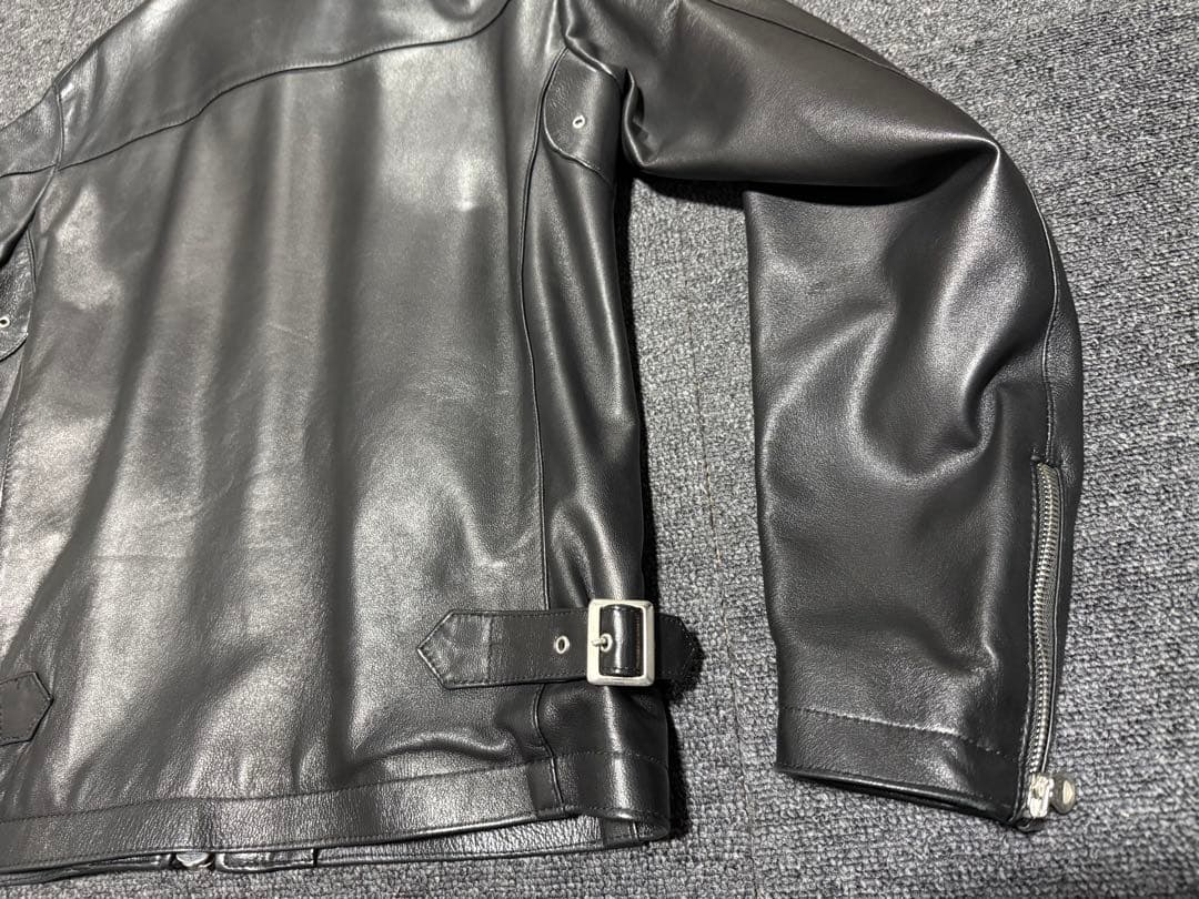 CINQUANTA チンクアンタ ナッパレザー 襟付 シングルライダース黒44