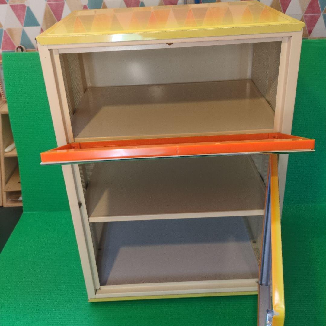 昭和レトロ　食品蚊帳　収納庫　黄色　古道具