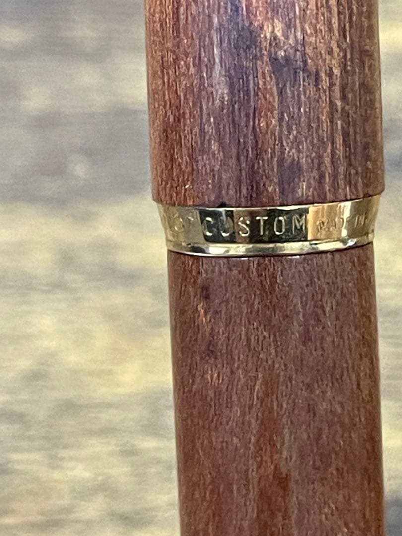 1974年製　初代カスタム　高級天然　イタヤカエデ 大型18金　万年筆　細字