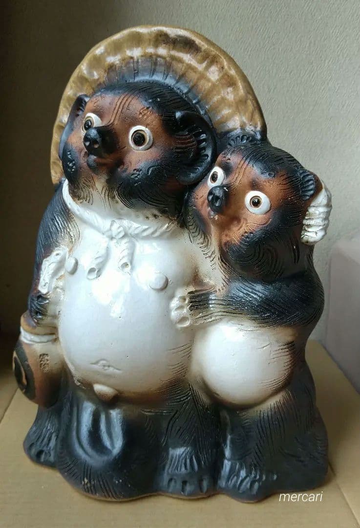 信楽焼 宗陶苑 夫婦たぬき 高さ約32cm