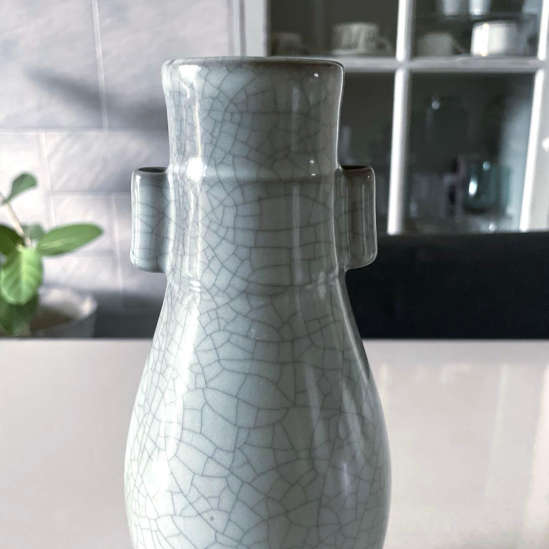 【極美品】中国古玩 花瓶 哥窯 青磁 骨董 古玩 古美術 高22.5c m