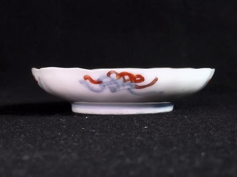 古伊万里　金襴手　鶴に松竹梅の図　４寸皿　２枚　E355AS-CBq