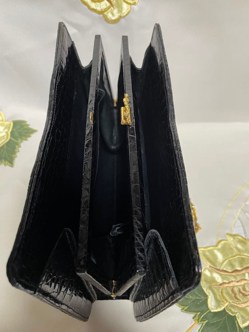 黒 クロコダイル風 パーティーバッグ