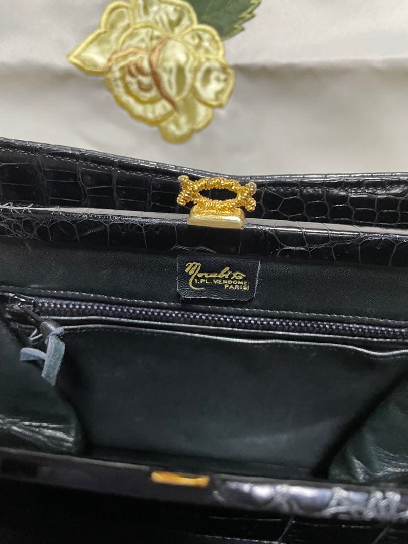 黒 クロコダイル風 パーティーバッグ