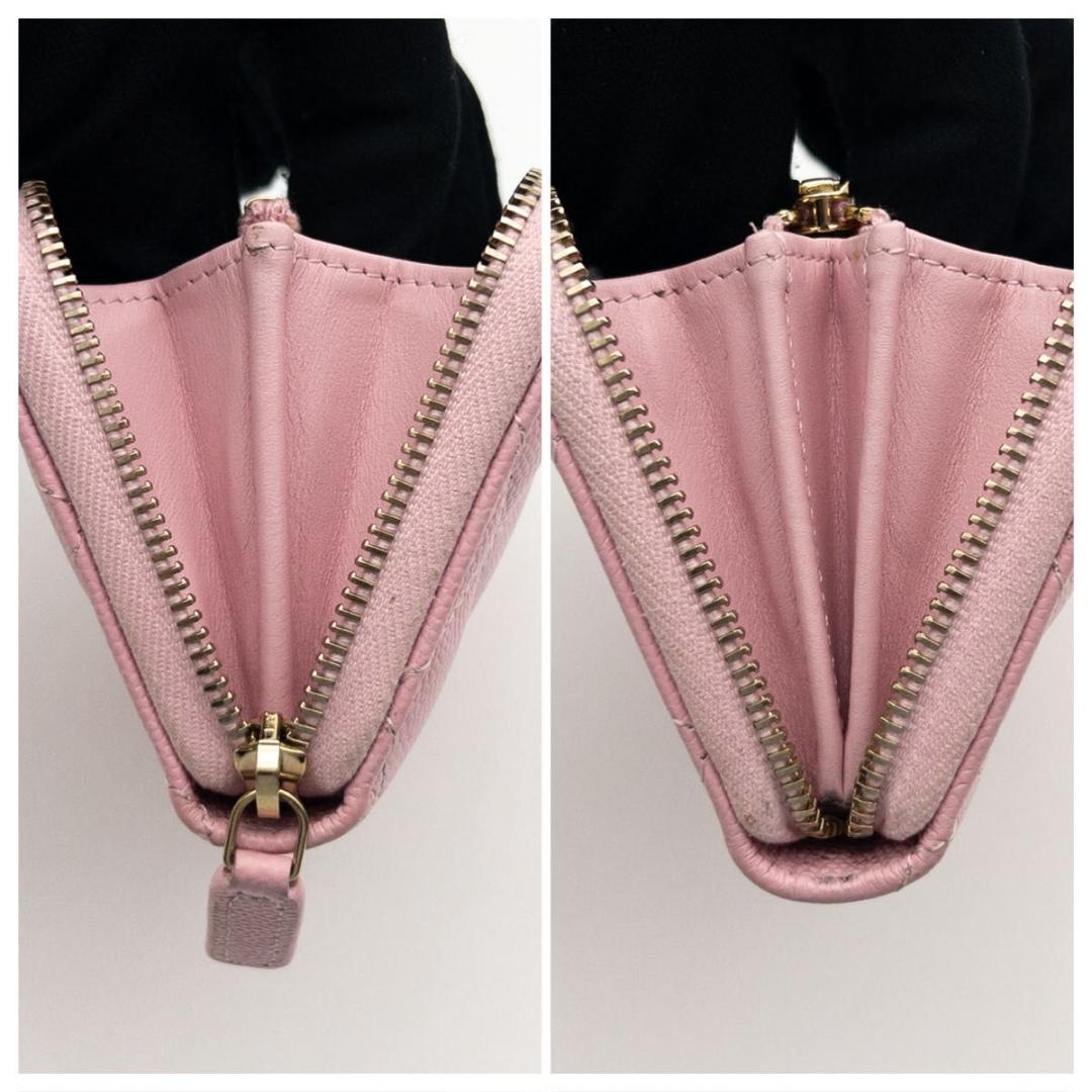【極美品】CHANEL マトラッセ　コンパクトウォレット　キャビアスキン　ピンク