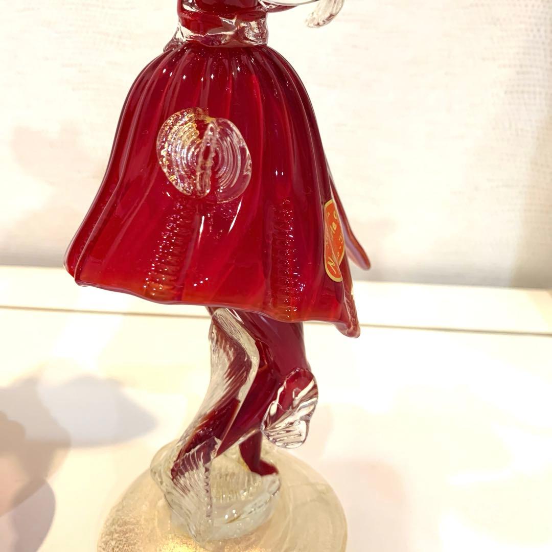 りんご ベネチアンガラス　Murano ガラス ペアフィギュア 赤