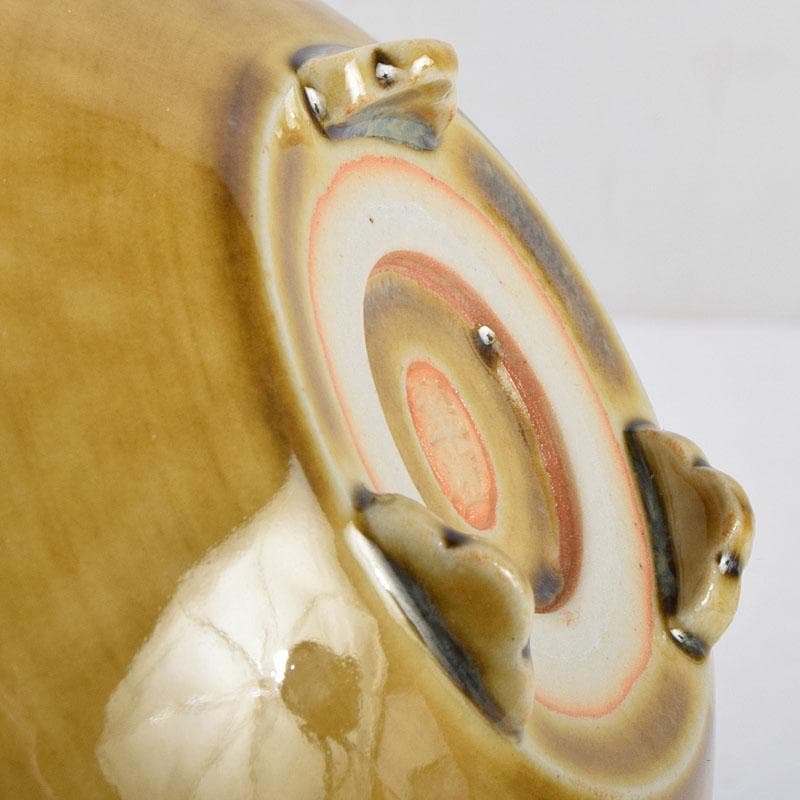 九谷焼　秋塘陶園　中村翠恒作　色絵　丸花文　透かし蓋　香炉　共箱　C　R9250