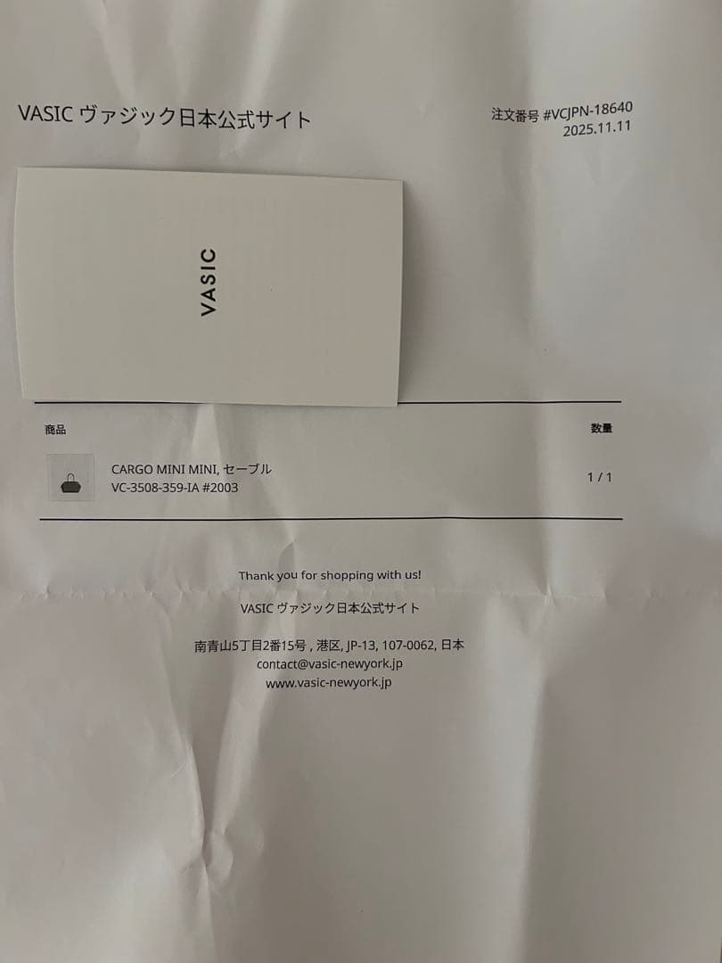 【ほぼ未使用】VASIC CARGO MINI MINI セーブル