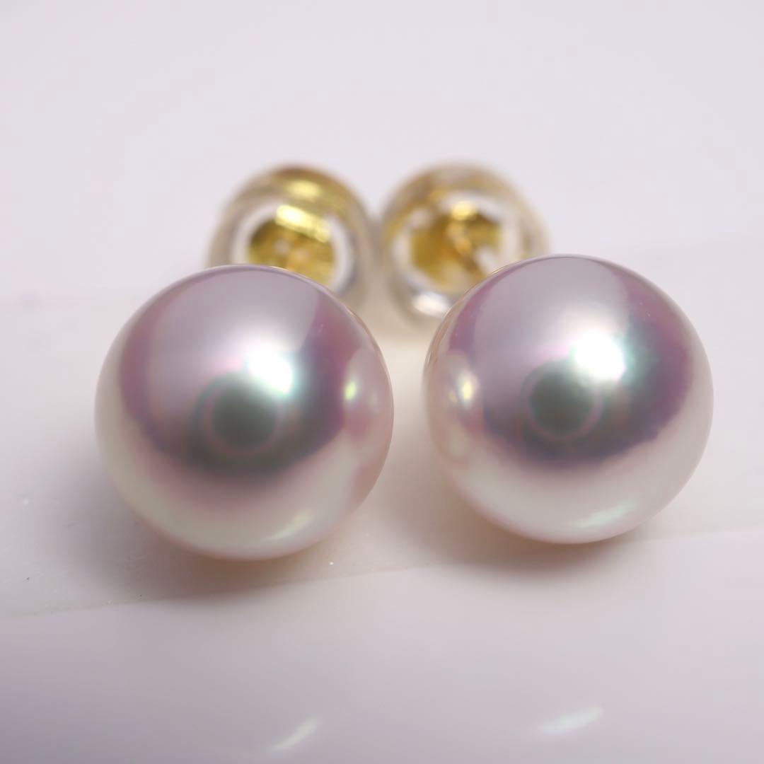 高グレード あこや真珠 ピアス アコヤパール ピアス ピンク系 オーロラ干渉02