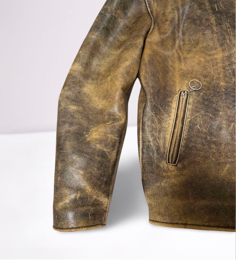 R.B.C 本革シングルライダース ブラウン XXL ヴィンテージ加工 美品