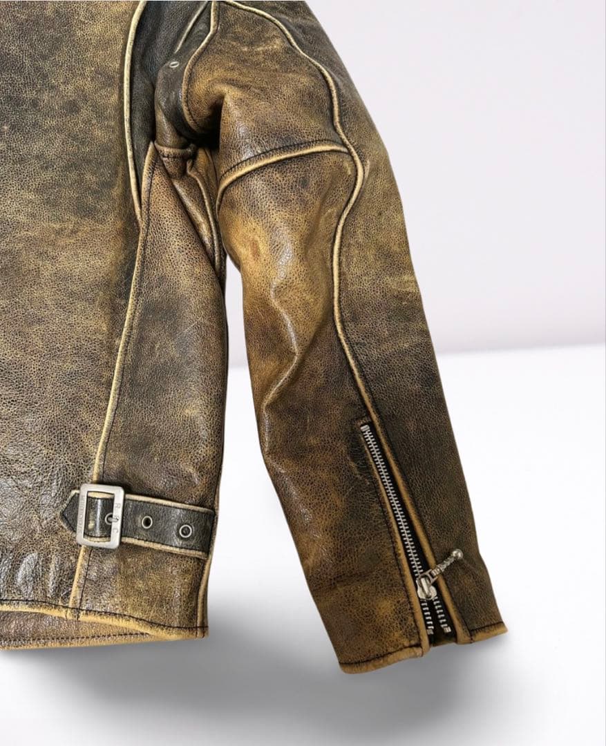 R.B.C 本革シングルライダース ブラウン XXL ヴィンテージ加工 美品