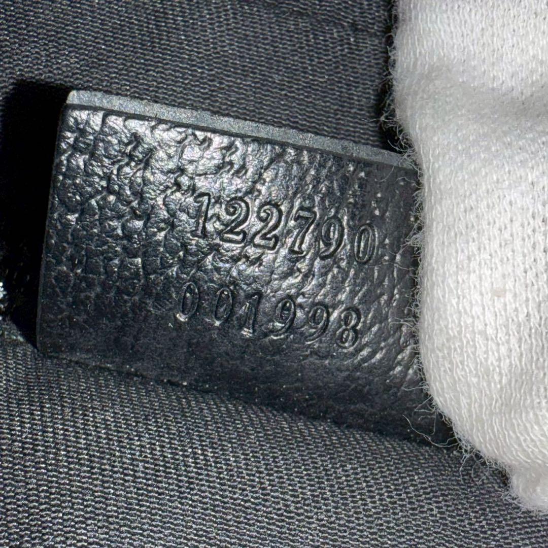 グッチ ショルダーバッグ GGキャンバス GG柄 ブラックレザー 黒色