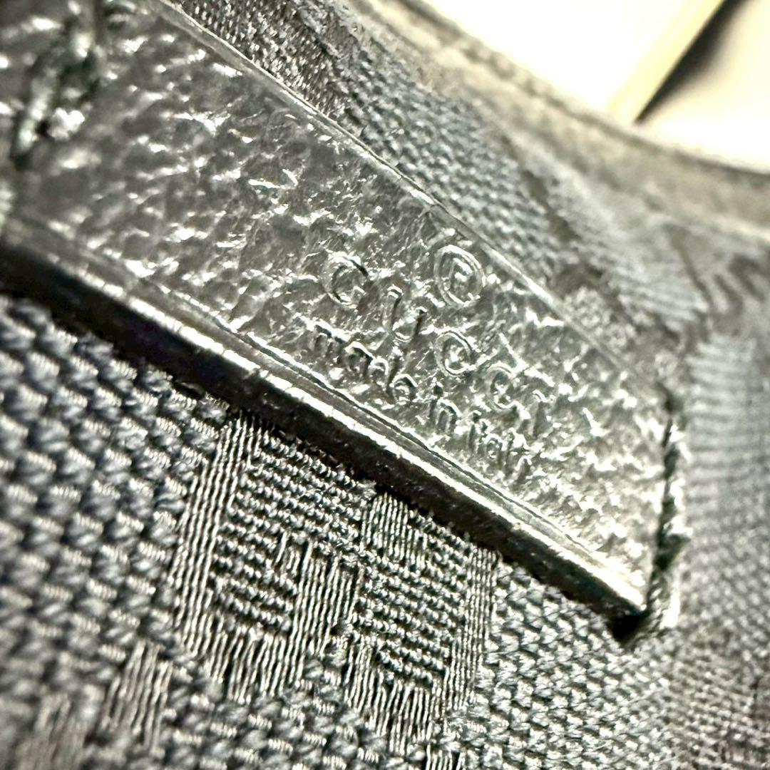 グッチ ショルダーバッグ GGキャンバス GG柄 ブラックレザー 黒色