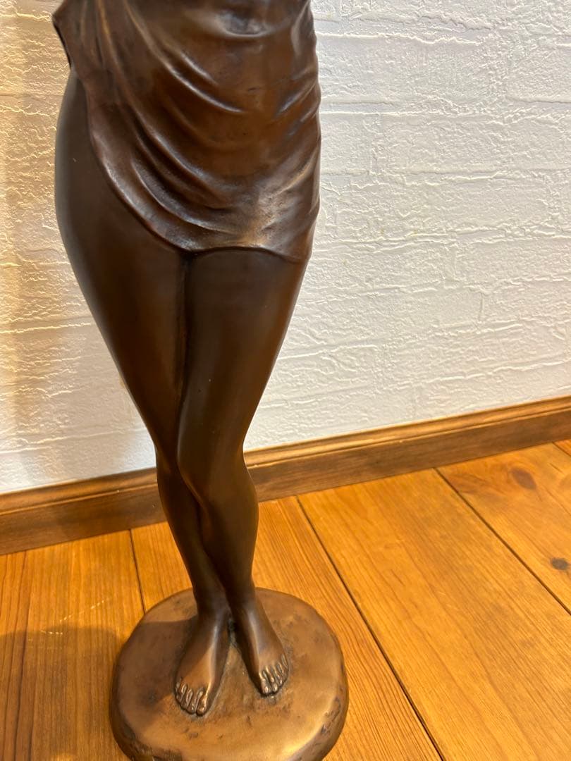 【はじらい】ブロンズ彫刻裸婦像　高岡銅器・竹中正晴作少女銅像/