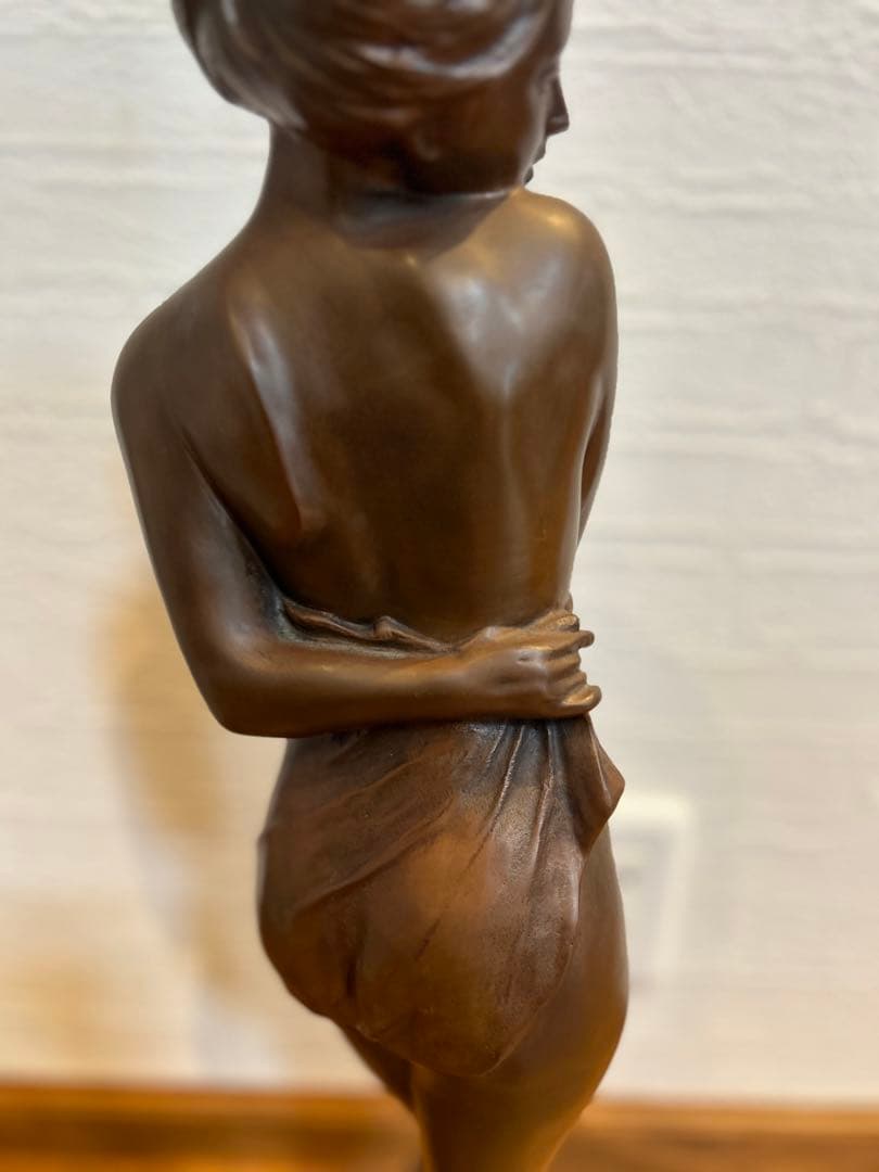 【はじらい】ブロンズ彫刻裸婦像　高岡銅器・竹中正晴作少女銅像/