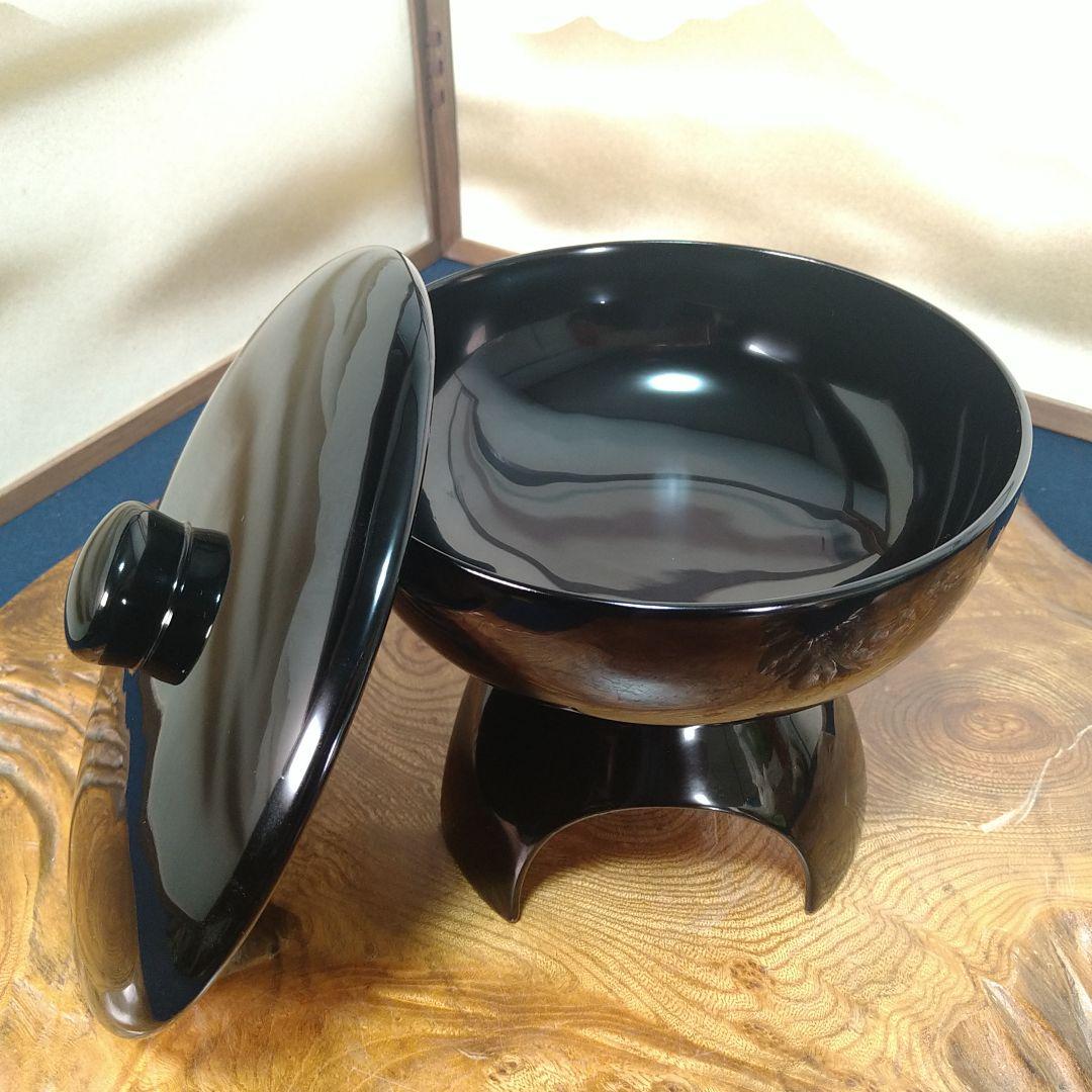 夢子AC80 輪島塗 菓子器 灯籠型菓子器 蓋付 三脚 木製漆 高脚 木箱