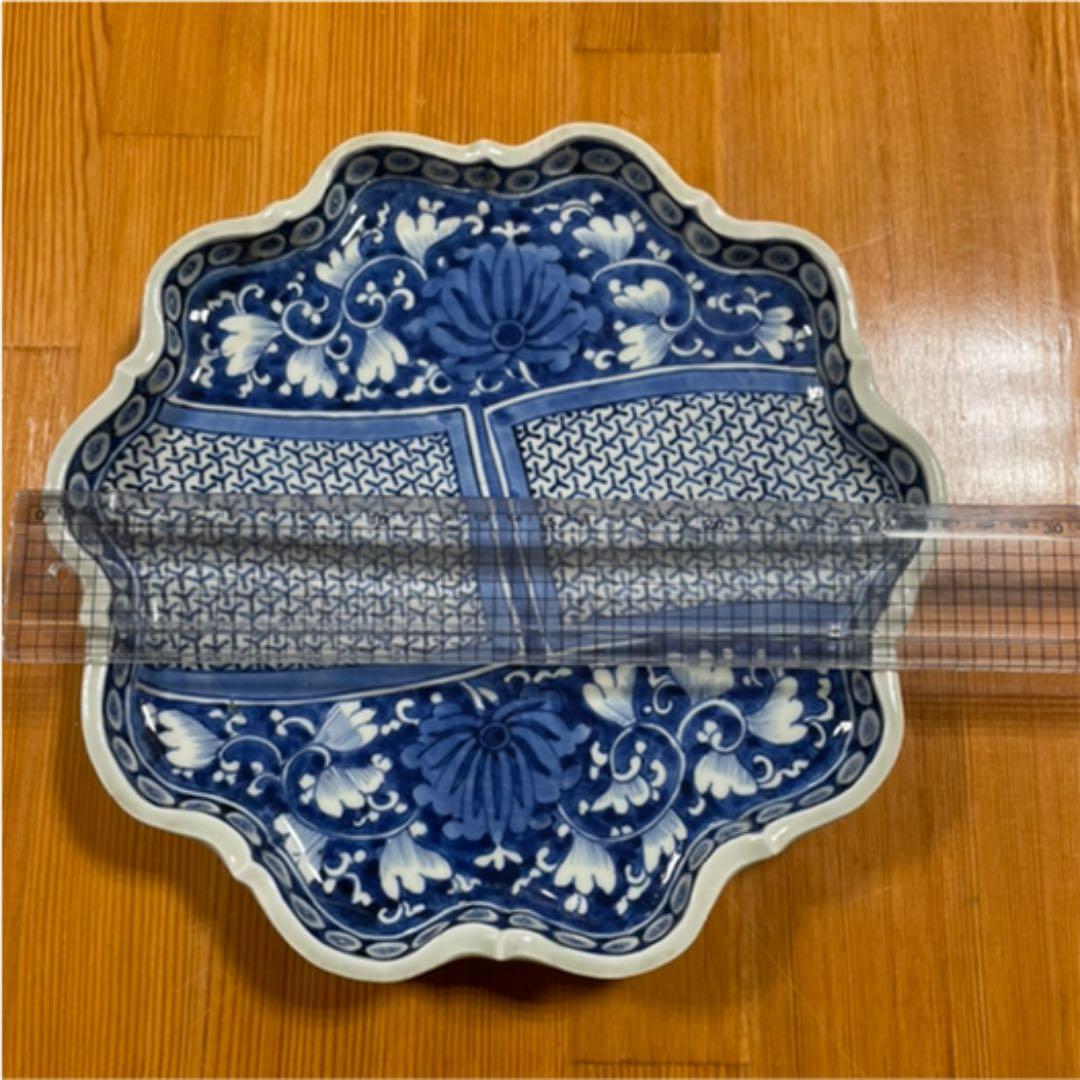 器　【m173 江戸　染付　骨董　平鉢　大明成化年製　時代物　アンティーク　】