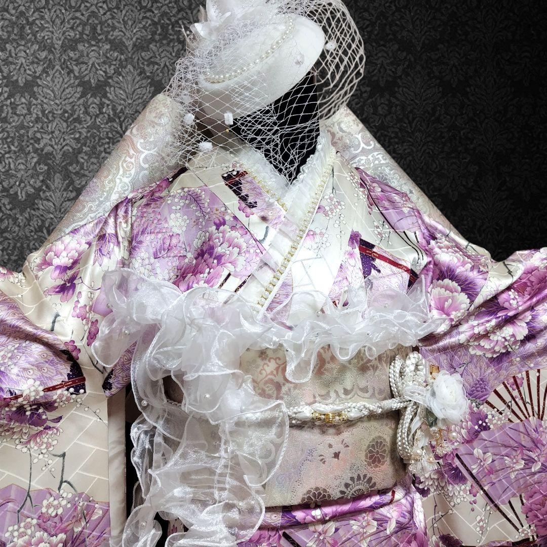 振袖フルセット(9点)・成人式・くすみ・紫・ピンク・金彩加工・胴裏正絹・逸品